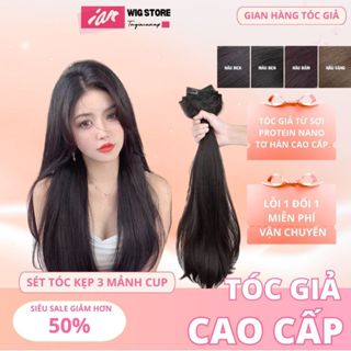 Tóc Giả Kẹp iAn, Tóc Giả Kẹp Cao Cấp 3 Mảnh Cụp Cao Cấp