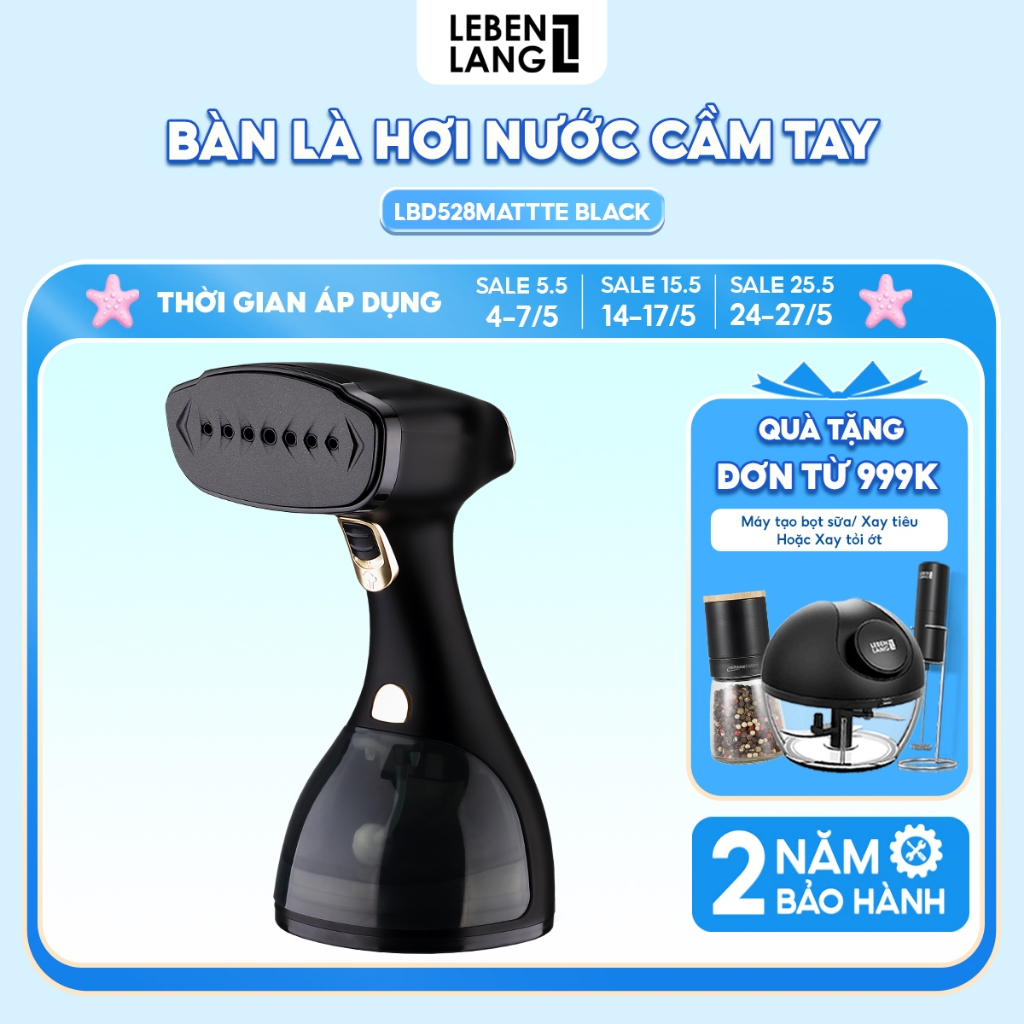 Bàn Ủi Hơi Nước Cầm Tay Lebenlang Lbd528S Công Suất 1500W - 300Ml, Bảo Hành Đổi Mới 1 - 1 Trong 2 Năm
