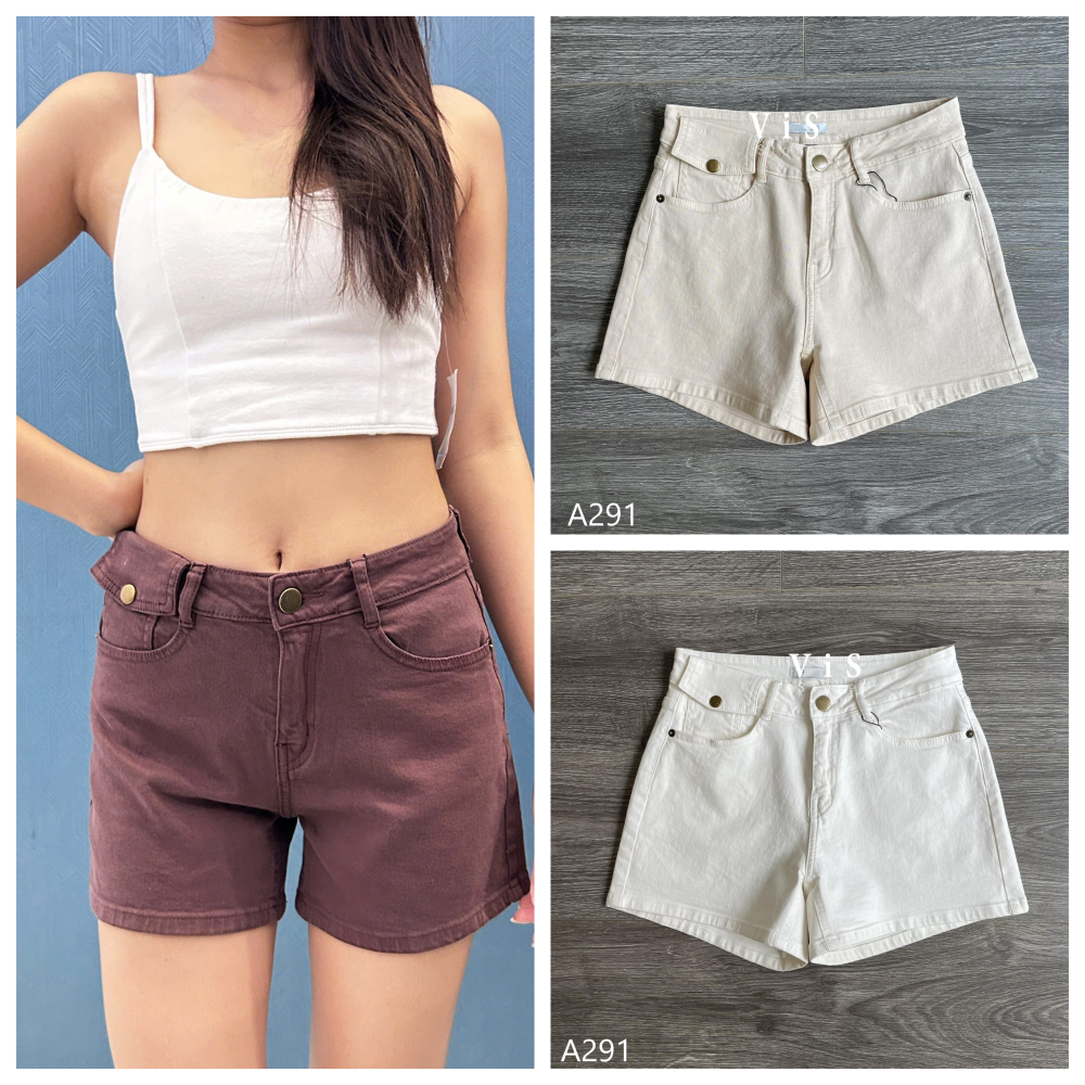 Vis Store - Quần short jean nữ lưng thấp co giãn