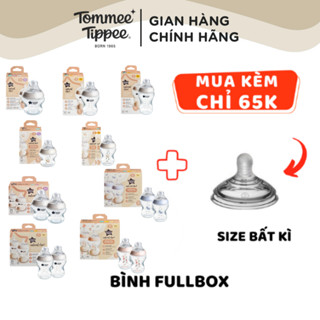 Bình Sữa PP Ty Siêu Mềm Tự Nhiên Tommee Tippee 150ml, 260ml, 340ml, Set Đôi, Nhiều Size, Được Mua Kèm Thêm 01 Núm Ty