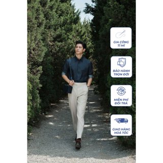  Quần Âu Nam cạp Sidetab GENTLE HOME màu be kem cao cấp vải chống nhăn giữ ly tốt công sở 