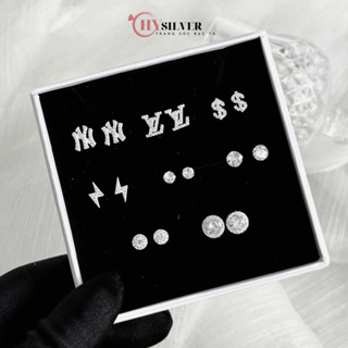 Bông tai bạc CHY SILVER nam nữ đeo được các mẫu bạc thật