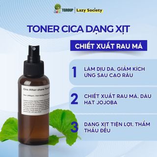 Toner dạng xịt Lazy Society CICA AFTERSHAVE 120ml giảm kích ứng da, ngăn ngừa mụn - TGROUP