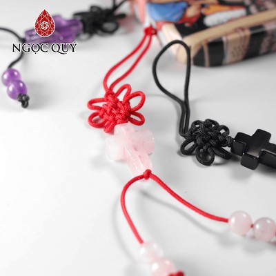 Móc khóa thánh giá đá thiên nhiên - Ngọc Quý