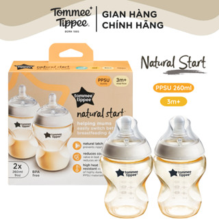 Bình Sữa PPSU Ty Siêu Mềm Tự Nhiên Tommee Tippee 260ml, Núm Ty Của Bình 3-6 Tháng (Bình Đôi)