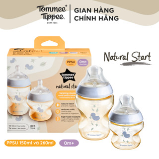 Bình Sữa PPSU Ty Siêu Mềm Tự Nhiên Tommee Tippee Natural Start, Xanh Dương (Bộ 1 Bình 260ml và 1 Bình 150ml)
