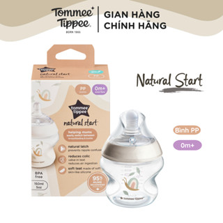 Bình Sữa PP Ty Siêu Mềm Tự Nhiên Tommee Tippee Natural Start 150ml, Núm Ty Của Bình 0-3 Tháng - Hoạ Tiết