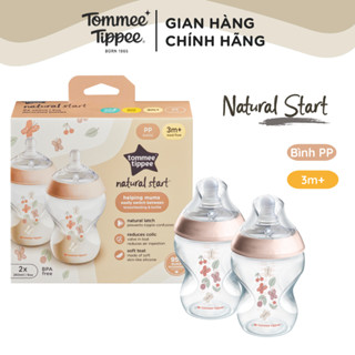 Bình Sữa PP Ty Siêu Mềm Tự Nhiên Tommee Tippee Natural Start 260ml, Núm Ty Của Bình 3-6 Tháng, Hồng (Bình Đôi, Tách Lẻ)