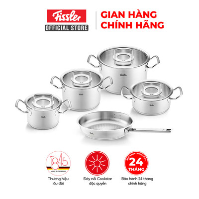 Bộ nồi Fissler Original Profi 5 món nắp kính có chảo inox Original Profi, BH 24 tháng.