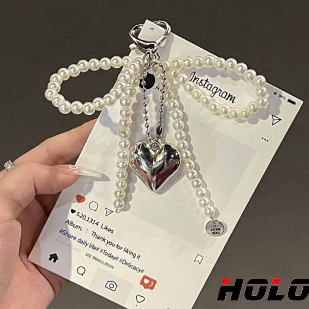 Sweet Shiny Pearl Bow tình yêu mặt dây chuyền Keychain Túi sáng tạo mặt dây chuyền trang trí thích hợp