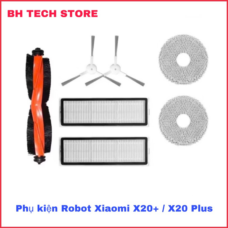 Bộ phụ kiện Robot hút bụi Xiaomi X20 + / X20 Plus . Gồm : Chổi chính / Chổi cạnh / Túi rác / Khăn lau / Lọc bụi.