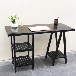 BÀN LÀM VIỆC GỖ TỰ NHIÊN CHÂN THÁP - STANDING TOWER TABLE - ORI NỘI THẤT HÀN QUỐC
