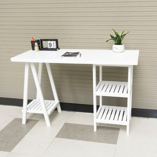 BÀN LÀM VIỆC GỖ TỰ NHIÊN CHÂN THÁP - STANDING TOWER TABLE - ORI NỘI THẤT HÀN QUỐC