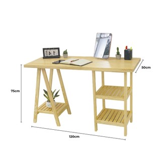 BÀN LÀM VIỆC GỖ TỰ NHIÊN CHÂN THÁP - STANDING TOWER TABLE - ORI NỘI THẤT HÀN QUỐC