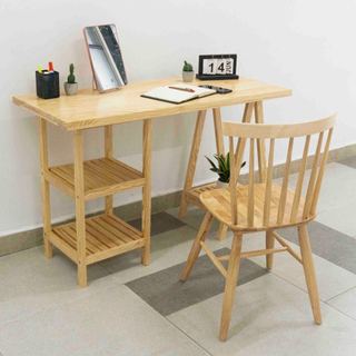 BÀN LÀM VIỆC GỖ TỰ NHIÊN CHÂN THÁP - STANDING TOWER TABLE - ORI NỘI THẤT HÀN QUỐC