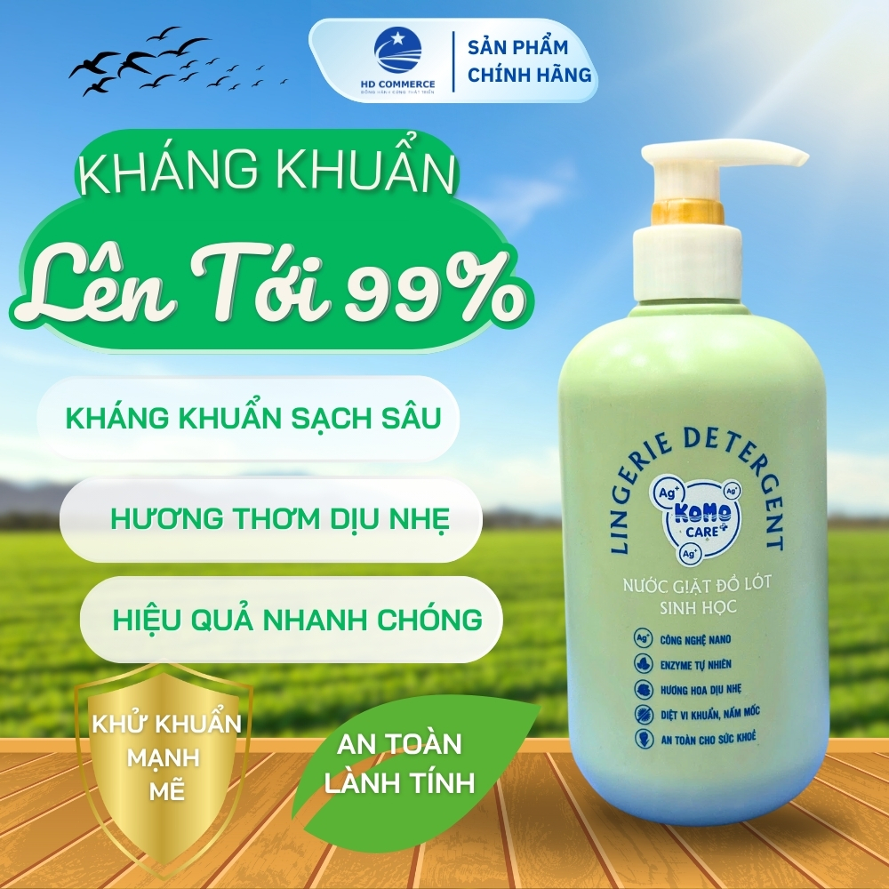 Nước Giặt Đồ Lót Sinh Học Hương Trà Xanh NaNo Bạc Và ENzym Tự Nhiên KoMo Chai 500ml