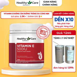 Vitamin E Healthy Care 500IU Úc dưỡng ẩm chăm sóc da dưỡng trắng và mờ thâm sẹo, giúp da căng mịn tươi trẻ 200 viên