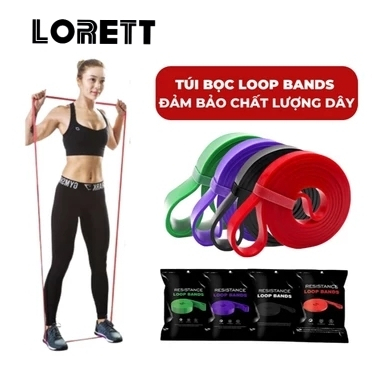 LORETT Dây kháng lực tập gym cao su,giây kháng lực power band trợ lực kéo xà,tập chân, cơ tay, mông 