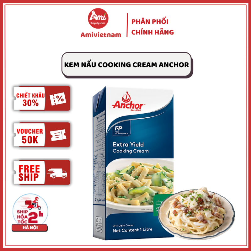 Kem Nấu Cooking Cream Anchor 1L - Kem Sữa Tươi Tiệt Trùng Để Nấu Anchor Hộp 1L