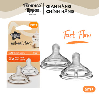 Núm Ty Silicon Siêu Mềm Tự Nhiên Cho Bé Tommee Tippee Natural Start Fast Flow Từ 6 Tháng (Vỉ đôi, tách lẻ)