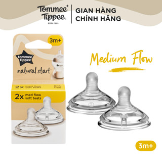 Núm Ty Silicon Siêu Mềm Tự Nhiên Cho Bé Tommee Tippee Natural Start Medium Flow 3-6 tháng (Vỉ đôi, tách lẻ)