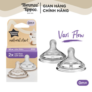 Núm Ty Silicon Siêu Mềm Tự Nhiên Cho Bé Tommee Tippee Natural Start Vari Flow Từ Sơ Sinh (Vỉ đôi, tách lẻ)
