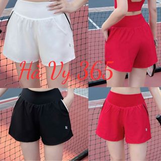 Quần Đùi 2 lớp Túi phối Tập Thể Thao Nữ Tập Gym Yoga Aerobic chạy bộ pickleball thể thao