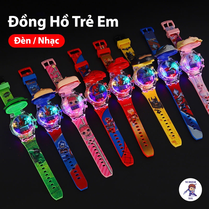 Đồng Hồ Điện Tử Đeo Tay Hình Kuromi | Siêu Nhân | Người Nhện | Melody - Có Nhạc Và Đèn Phát Sáng