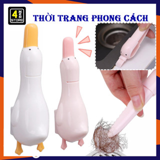 Kẹp Gắp Tóc 2 Đầu Hình Vịt Dán Tường - Dụng Cụ Vệ Sinh Gắp Rác Bồn Rửa, Nhíp Kẹp Rác Chống Tắc Nghẽn