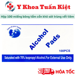 ✅ Hộp 100 miếng bông tẩm cồn khô sát trùng vết tiêm, vết chích máu HÀNG MỚI