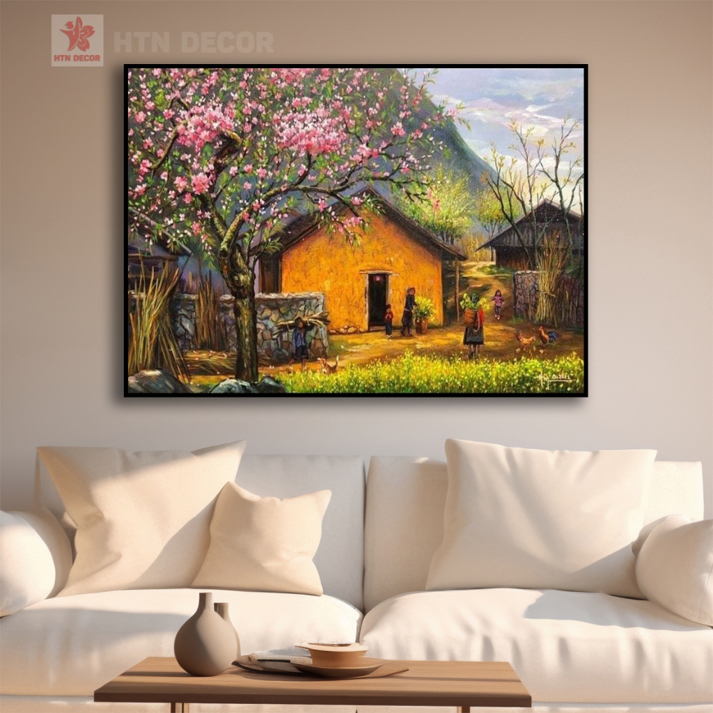 TRANH CANVAS TREO TƯỜNG SƠN DẦU LÀNG QUÊ, TRANG TRÍ NHÀ CỬA, PHÒNG LÀM VIỆC, KHÁCH SẠN, HOMESTAY,HTN