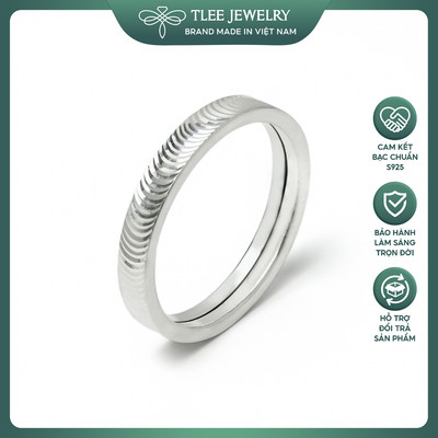 Nhẫn bạc TLEE nam nữ vân sóng hiệu ứng mắt mèo lấp lánh sang trọng TLEE JEWELRY A0374