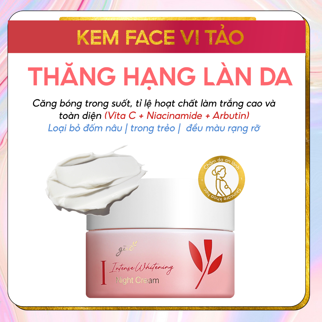 Kem Dưỡng Trắng Da Mặt Cho Bà Bầu, dưỡng trắng an toàn, mờ thâm nám Vi Tảo Đỏ GUO 30g