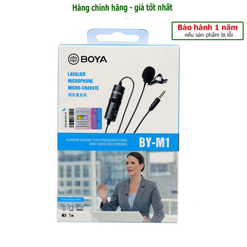 Micro cài áo Boya BY-M1 ghi âm cho điện thoại, máy ảnh DSLR, máy quay | Hàng chính hãng