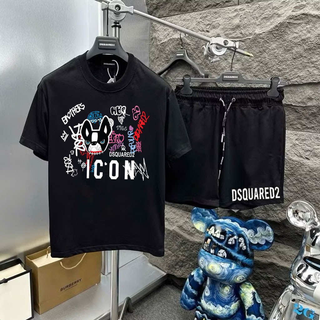 Bộ Phông Hè DSQ icon cún con cực ngầu vải cotton co dãn mềm mịn - thoáng mát Hottrend 2025