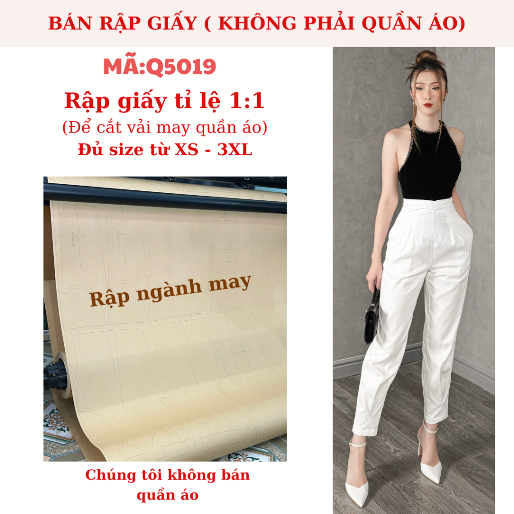 RẬP GIẤY QUẦN MÃ Q5019 ( KHÔNG CẮT SẴN )