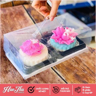 Hộp đựng bánh mica quai xách (2 bánh) đựng bánh trung thu, bông lan