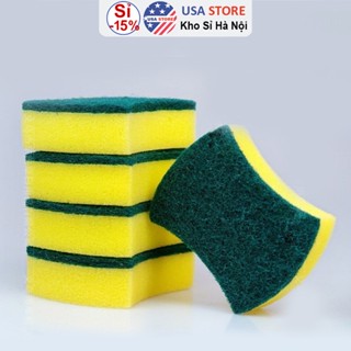 Combo 5 Miếng Rửa Chén Bát 2 Mặt Tiện Dụng - Miếng Bọt Biển Tạo Bọt Cọ Rửa Xoong Nồi Siêu Sạch