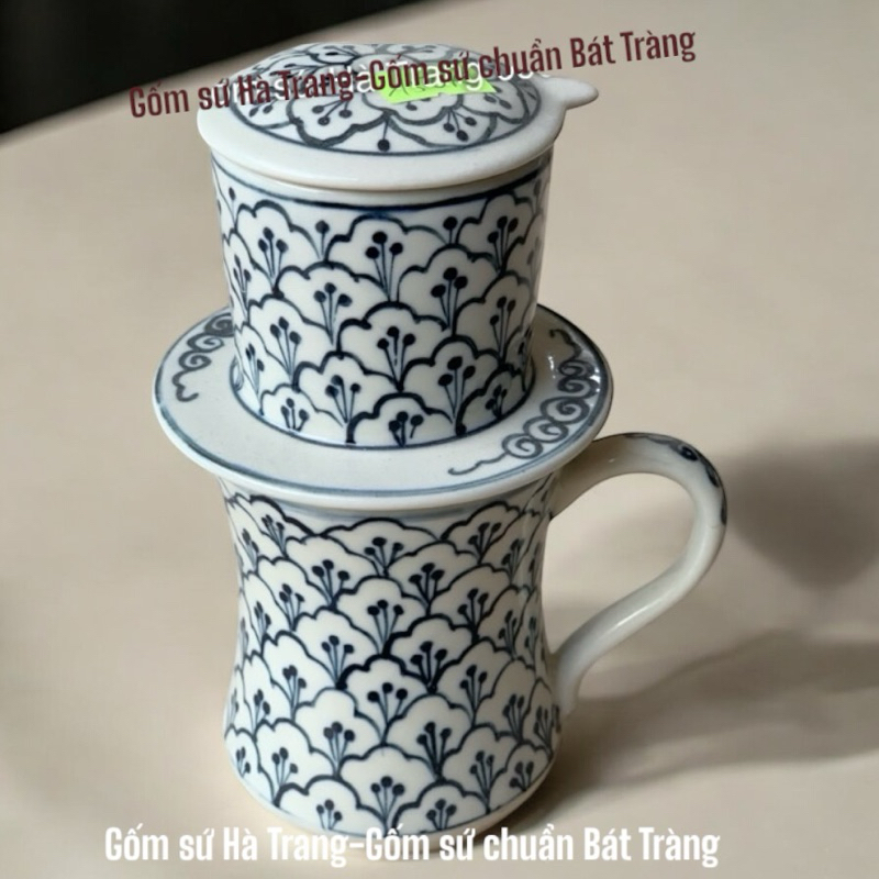 Phin pha cafe gốm sứ Bát Tràng vẽ vân mây