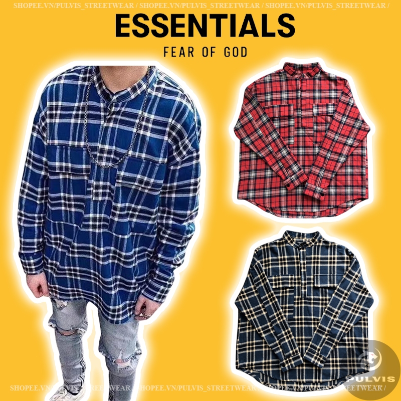 ⚡️[Hight Quality] - Áo Sơ Mi FOG Fear of God Plaid Pullover Henley Shirt, Áo sơ mi caro oversize FOG