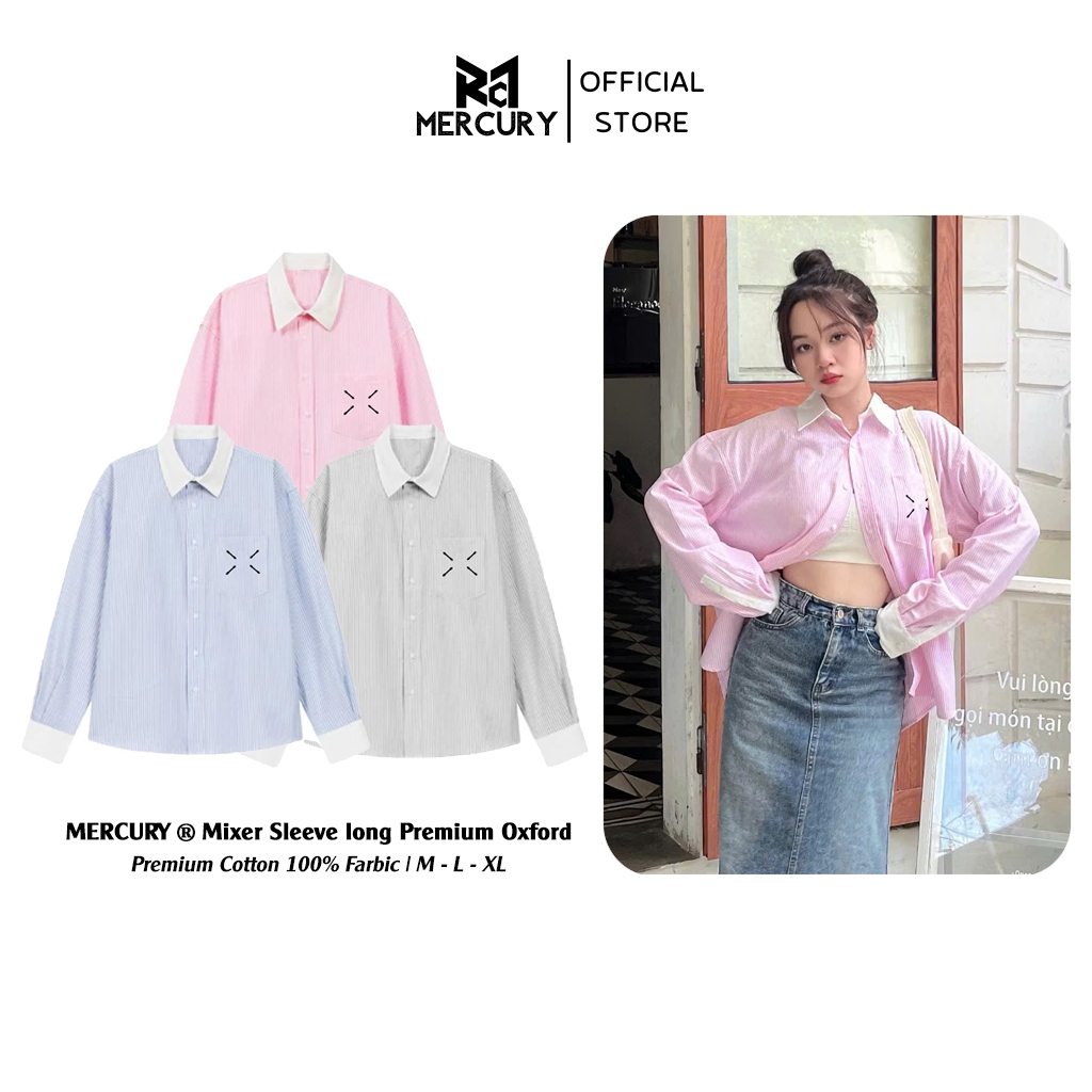Áo Sơ Mi Kẻ Sọc Tay Dài Mixer Nam Nữ Unisex Local Brand Premium Oxford Form Rộng Oversize Logo Thêu 