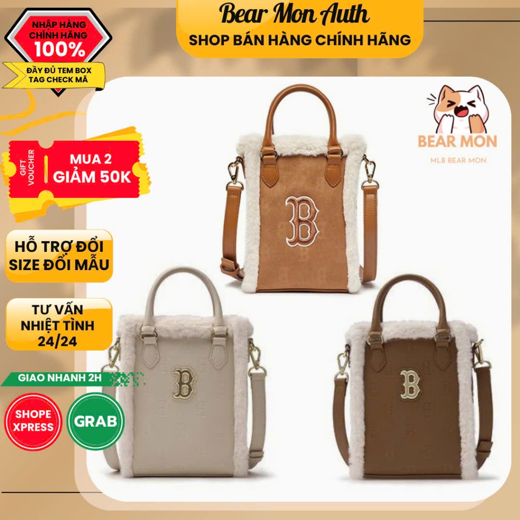 Túi Đeo Chéo MLB Phonebag Dia B 7Acrm0436-43Cas Màu Vàng viền Lông