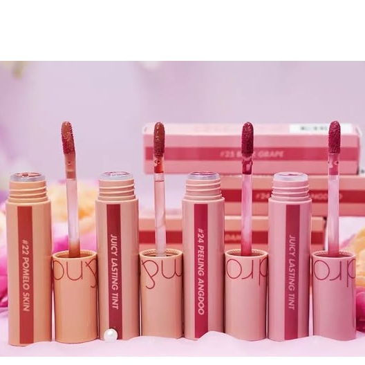 Son Kem Bóng Romand Juicy Lasting Tint 24 Peeling Angdoo Màu hồng ánh đỏ