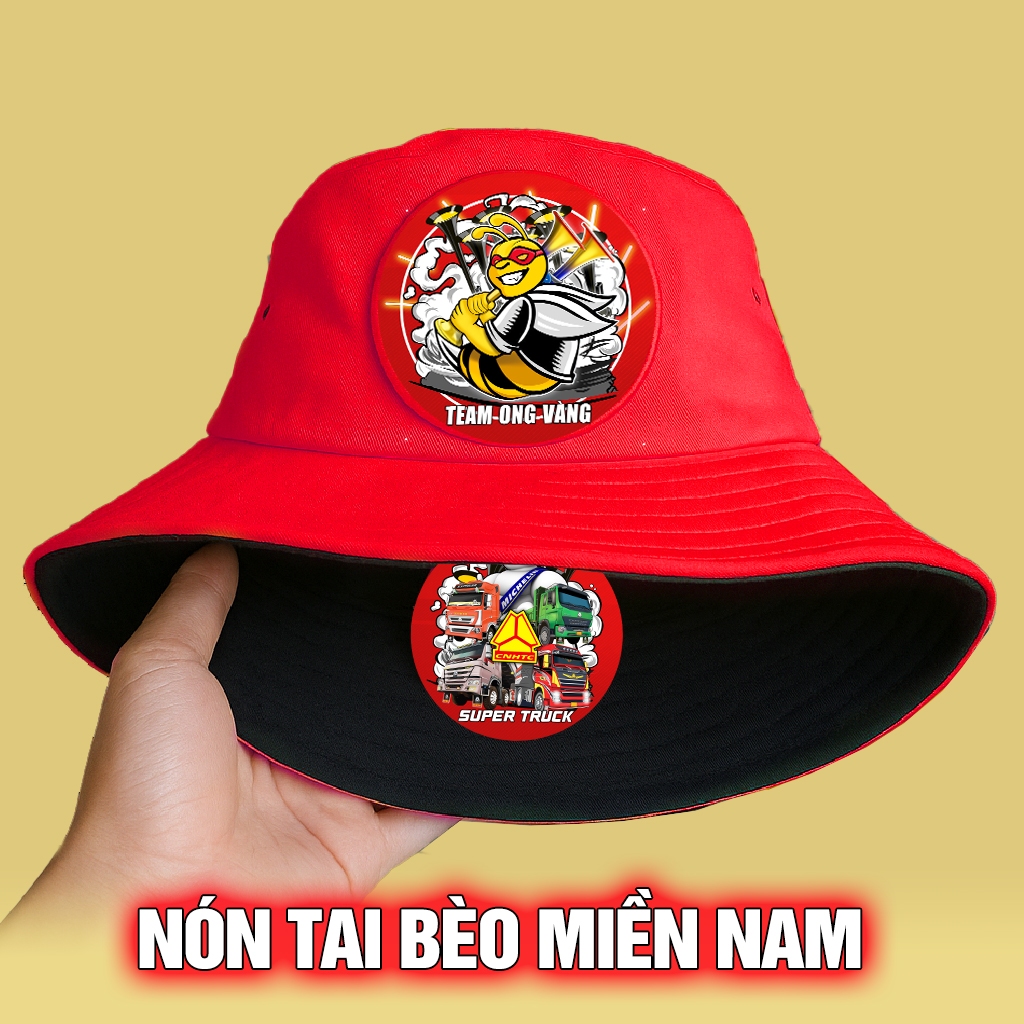 Mũ Nón Tai Bèo Tài Xế HOWO SITRAK - Ong Vàng Kèn Hơi Basuri, 2 Hình in Đẹp (nón bo)