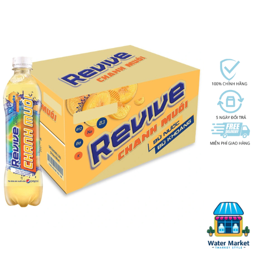  Thùng 24 Chai Nước Giải Khát Revive Chanh Muối  390ml chai  