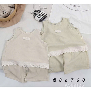 Set áo sát nách chấm bi thô mát kèm quần suông hàng QC cho bé