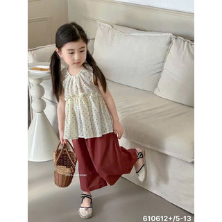 Set áo sát nách chấm bi thô mát kèm quần suông hàng QC cho bé