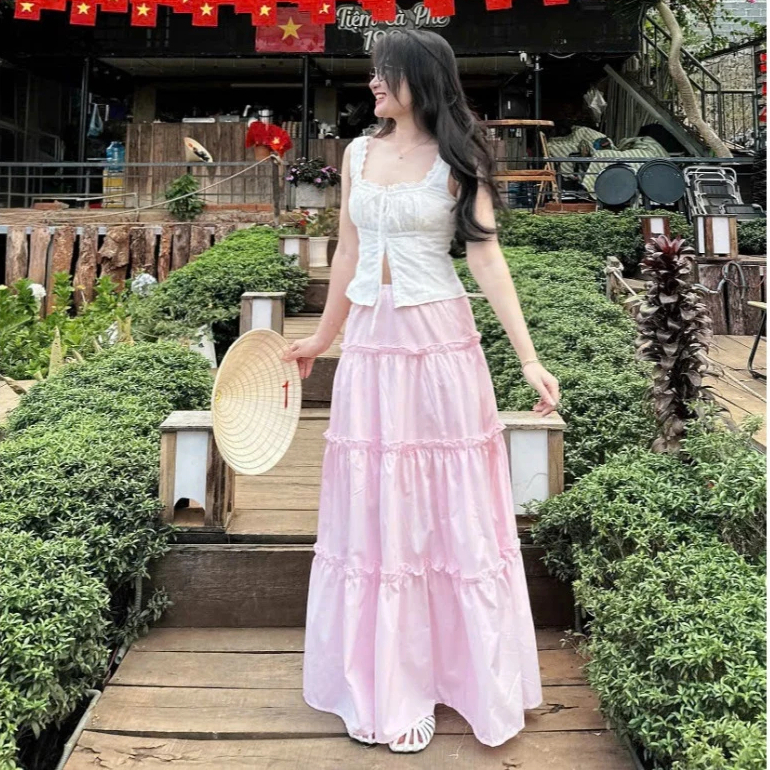 (Hàng L1, có sẵn) Chân váy bèo tầng dáng dài mùa hè chất xô mềm DORY SKIRT | BigBuy360 - bigbuy360.vn