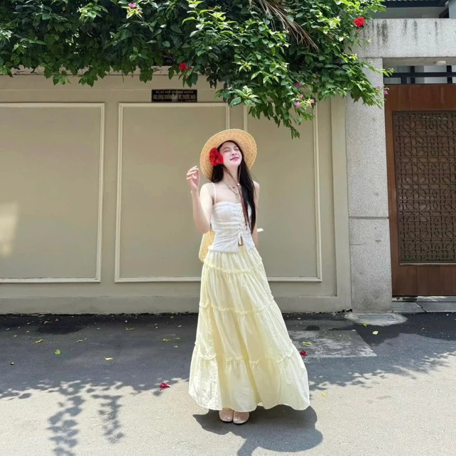 (Hàng L1, có sẵn) Chân váy bèo tầng dáng dài mùa hè chất xô mềm DORY SKIRT | BigBuy360 - bigbuy360.vn