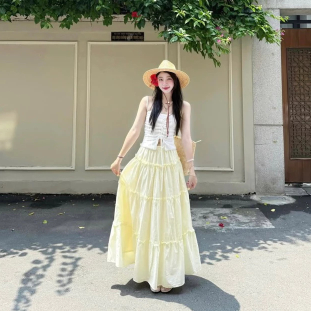 (Hàng L1, có sẵn) Chân váy bèo tầng dáng dài mùa hè chất xô mềm DORY SKIRT | BigBuy360 - bigbuy360.vn